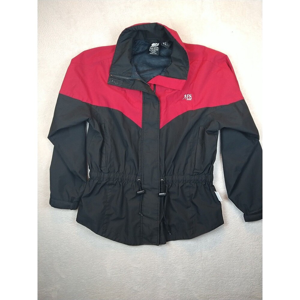 Vintage Frank Shorter Sports Jacket Women's Medium Black Red FullZip Windbreaker